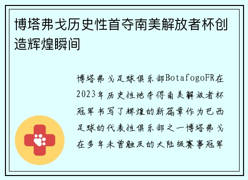 博塔弗戈历史性首夺南美解放者杯创造辉煌瞬间 博塔弗戈历史性首夺南美解放者杯创造辉煌瞬间